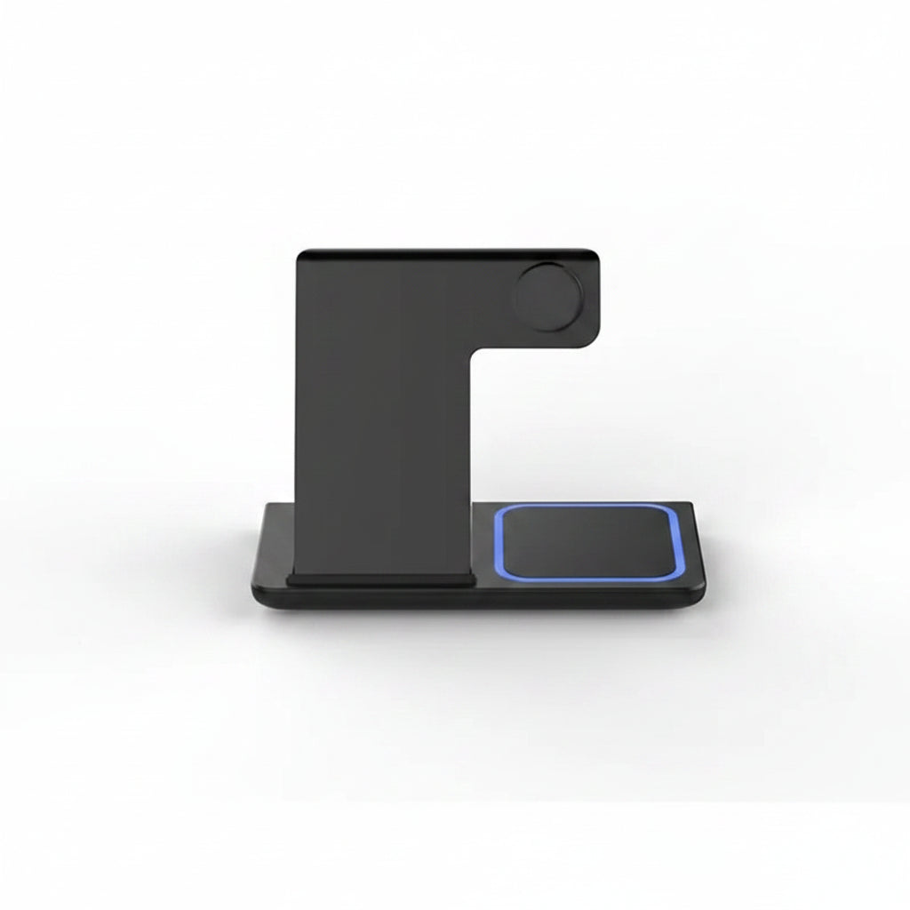 Foldable and portable wireless charger with adjustable angle design on a white background