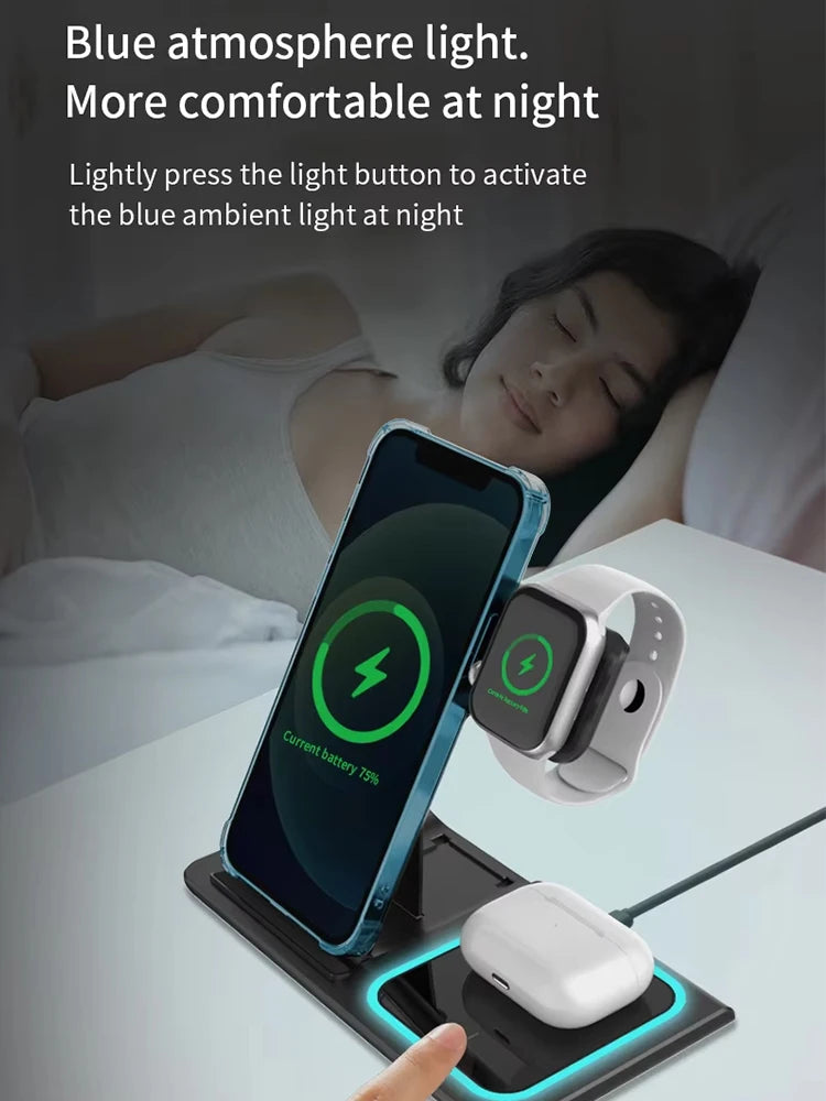3 in 1 Fast Charging Station For iPhone, Apple Watch, and Airpods