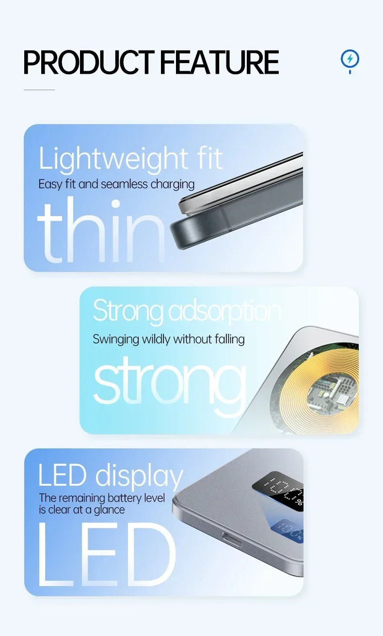 VIVO 50000mAh Thin Magnetic Wireless Power Bank 22.5W
