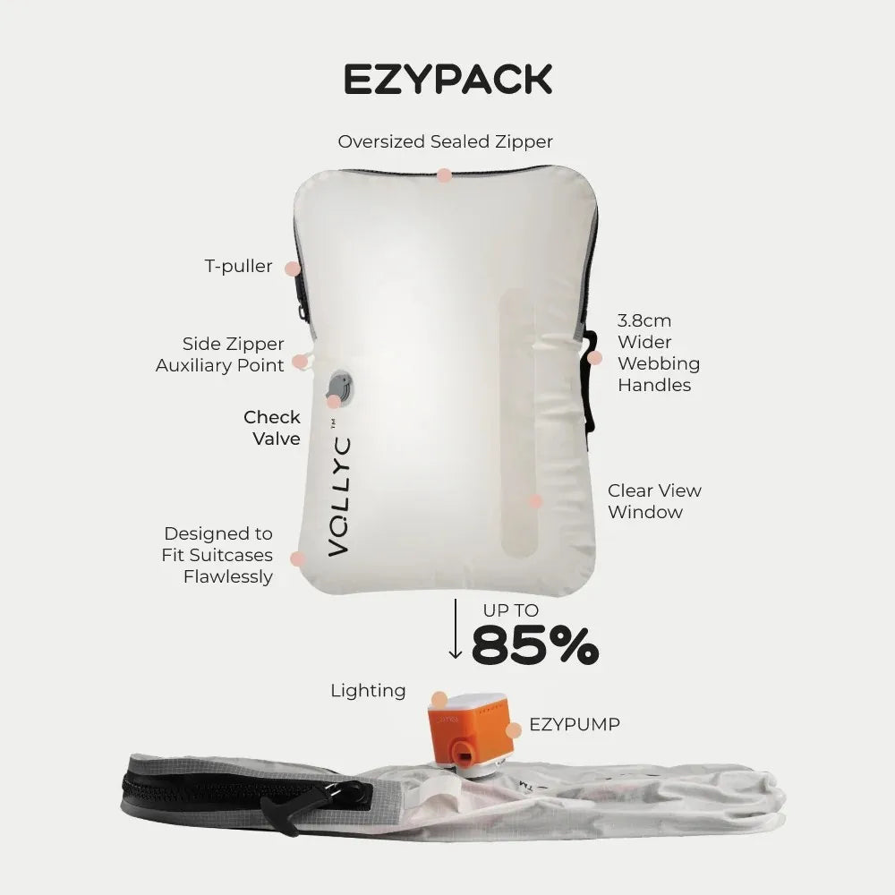 VOLLYC EZYPACK - 25L Vacuum Storage Bag with Compression Pump