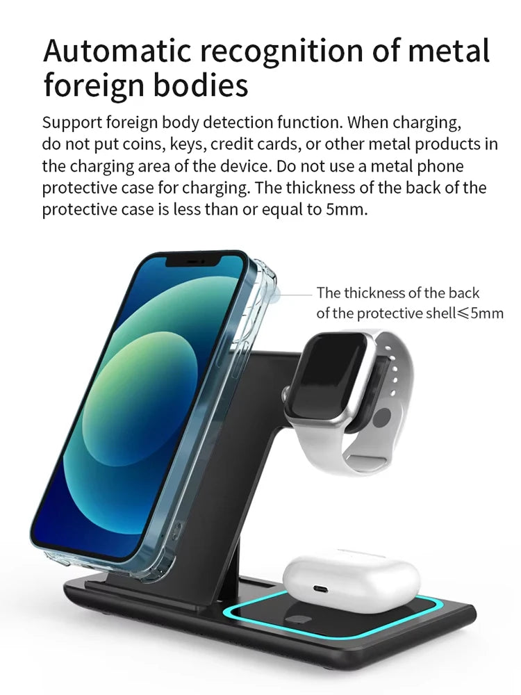 3 in 1 Fast Charging Station For iPhone, Apple Watch, and Airpods
