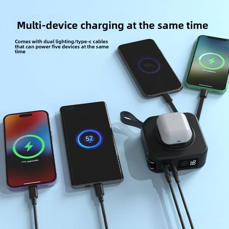 Multifunctional Wireless Charging AC Wall Plug-in 5-in-1 Mobile Power Supply